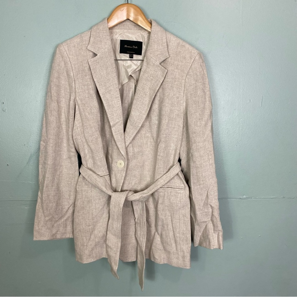 Massimo Dutti Cream Blazer Belted Sz 12‎